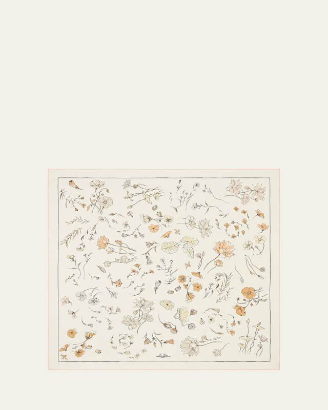 Floral-Print Silk Scarf